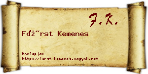 Fürst Kemenes névjegykártya